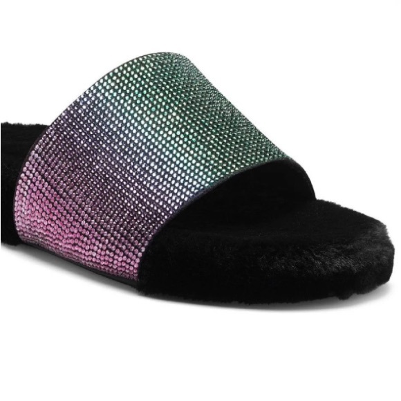 ❌SOLD❌ NIB [INC International Concepts] Feymin Rainbow Fur Slides Women's Sz 6 - Picture 3 of 5